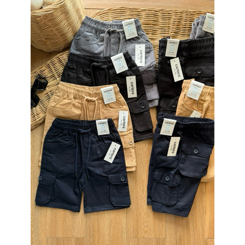 กางเกงขาสั้นสี คาร์โก้ Carters 2-12y (รุ่นใหม่) (ส่งจากไทย🇹🇭)