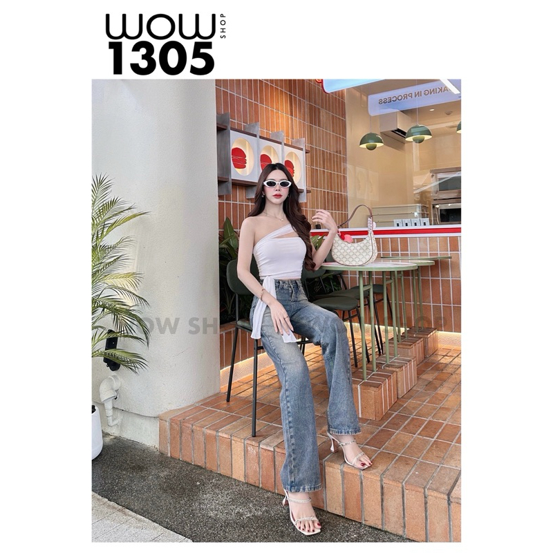 WOW1305 กางเกงยีนส์ขากระบอกกลาง รุ่นลิมิเต็ด สีฟอกโทนชมพู - รูปที่ 5