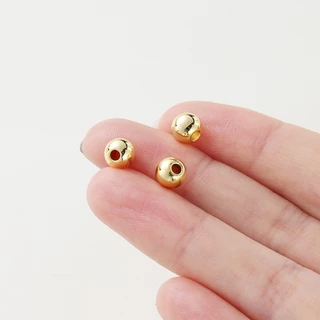 100 ชิ้น ลูกปัดทองแดง ชุบทอง 18K สําหรับสร้อยข้อมือ DIYลูกปัด 2/2.5/3/4/5/6/8mm