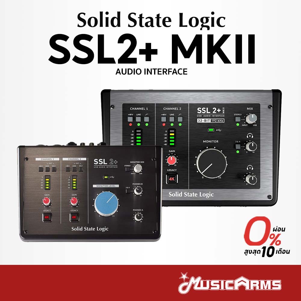 [ใส่โค้ดลด1000บ.] Solid State Logic SSL2+ / SSL2+ MKII ออดิโออินเตอร์เฟส Audio Interface SSL2 Plus M