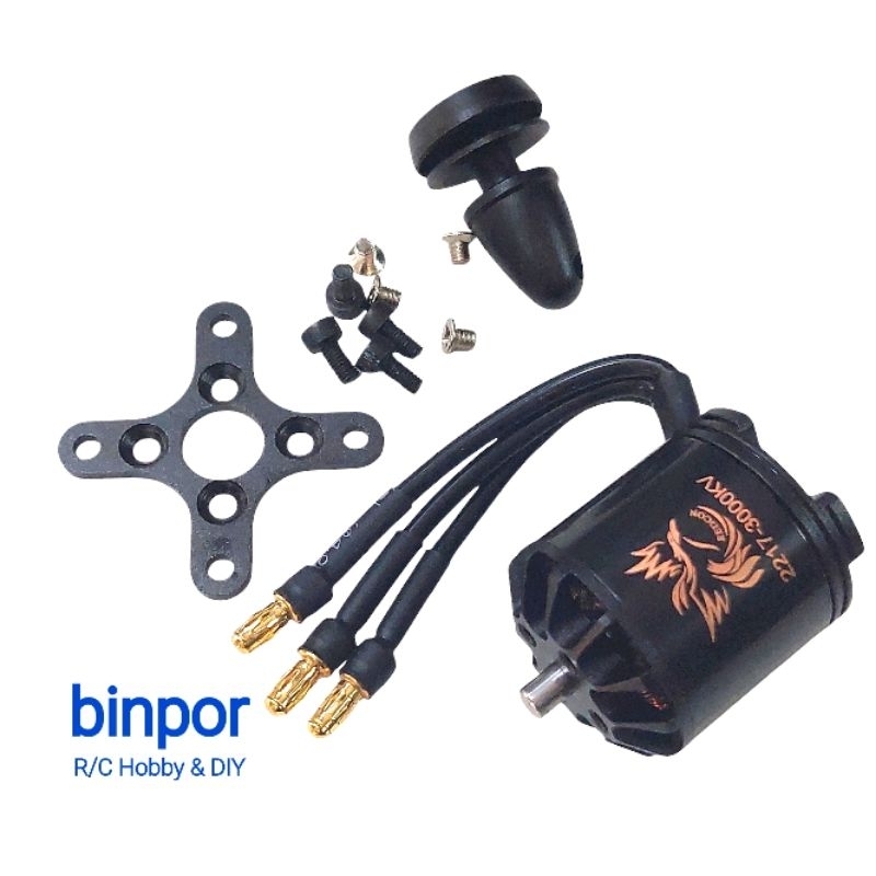 มอเตอร์ REDCON 2217/3000KV 3-4S Lipo พร้อมตัวเลือกใบไฟเบอร์ 6.3x3.15 ใช้กับลำปีกบิน,SU, สเตลธ์ in stock