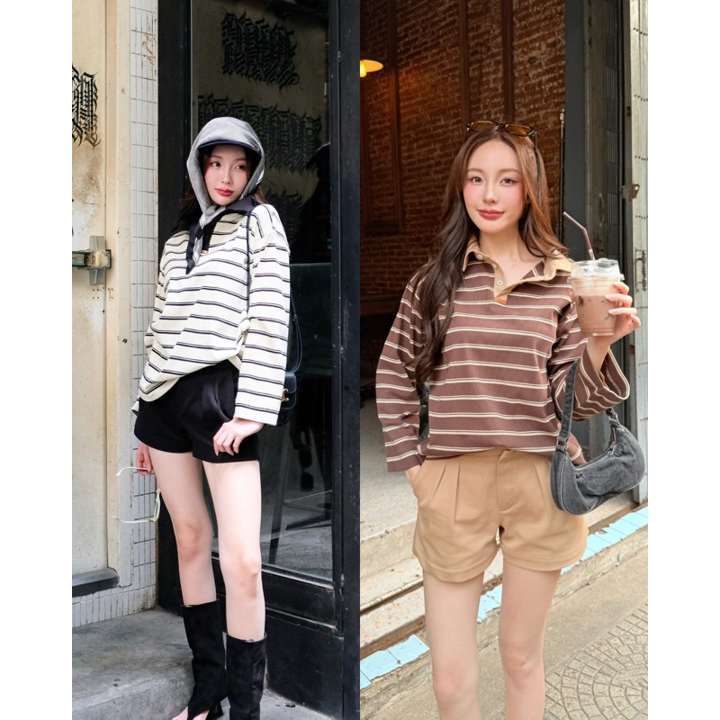 GLIFF STRIPE (CREAM AND BROWN) POLO