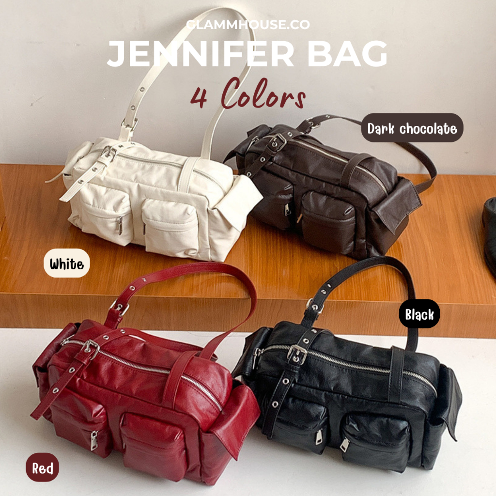 Glammhouse - Jennifer bag กระเป๋าสะพายหนังทรง cargo สายปรับเหลายระดับ กระเป๋าจุได้เยอะ ใบนี้น่ารัก Everydaylook แบบสุดๆ