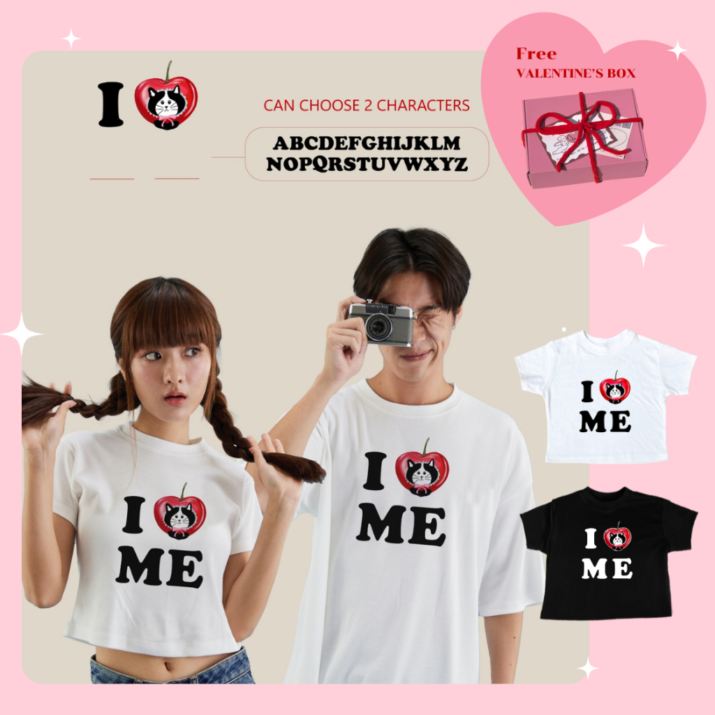 เสื้อยืด Fill in the blanks with love พร้อมส่ง สามารถ Custom A-Z (ได้ถึง 2อักษร) ผ้านิ่ม เสื้อคู่ เสื้อครอป โอเวอร์ไซส์