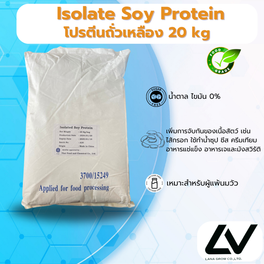 Isolate soy Protein (China) : ซอยโปรตีนถั่วเหลือง (จีน) 20 kg