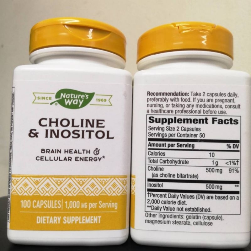 Nature's Way Choline & Inositol 1000 mg 100 Capsules Choline Inositol โคลีน และ อิโนซิทอล