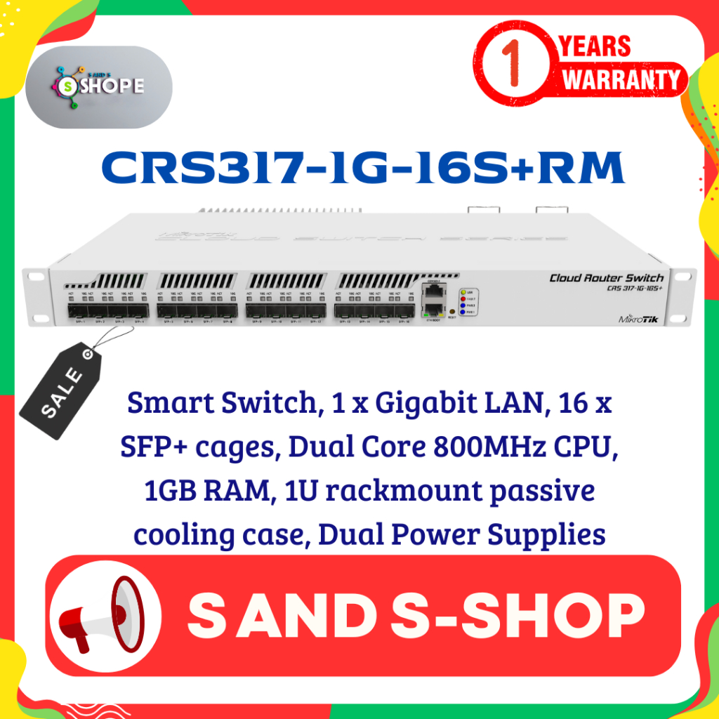 Mikrotik CRS317-1G-16S+RM⚡️ส่งไว⚡️รับประกัน 1 ปี⚡️ออกใบกำกับภาษีได้⚡️🔥สั่งซื้อได้เลย🔥