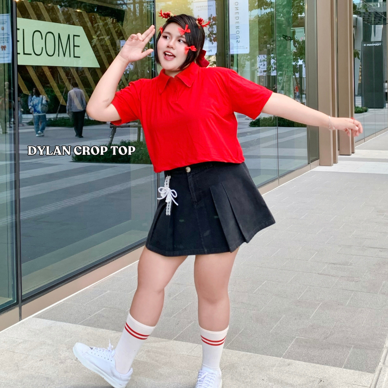 Dylan top เสื้อครอปคอปกสาวอวบ | plussizeby.yuti