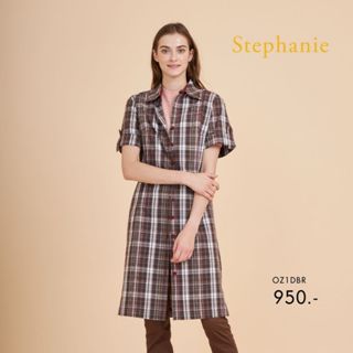 Stephanie ชุดเดรสเชิ๊ต DressA-Line ทรงเอสีน้ำตาล OZ1DBR