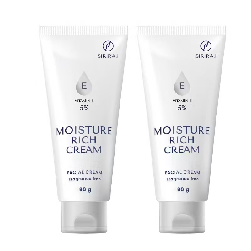Siriraj Moisture Rich Cream Vitamin E 5% ຄຣີມບຳລຸງຊຸ່ມຊື່ນ (ຂະໜາດ 90g) ຊ່ວຍລົດຮອຍບາງ/ริ้วรอย