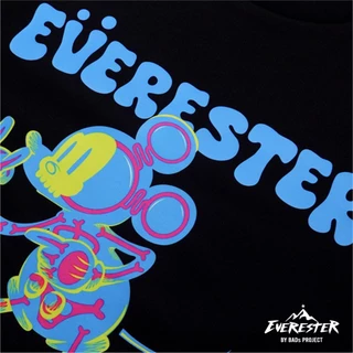 EVERESTER เสื้อยืด เสื้อคอฟิต Heavy Cotton เสื้อผู้ชาย Oversize Mickey N Roll ดำ เสื้อผ้าผู้ชาย EXP