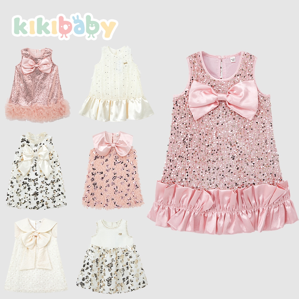 [90-130] Dress เดรสสีขาว❤พร้อมส่ง❤ ประดับติดเพชร ผ้าทิ้งตัว มีซับใน สำหรับเด็กผู้หญิง ชุดออกงาน  ลูกคุณหนู KP495