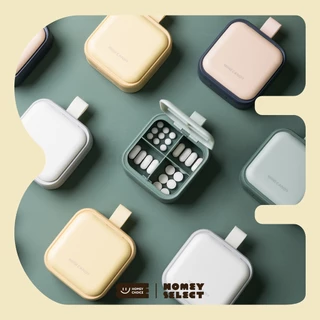 HomeyChoice ตลับใส่ยา กล่องใส่ยาแบบพกพา ขนาด 4 ช่อง ฝาปิดแน่น กันชื้น รุ่น 8060
