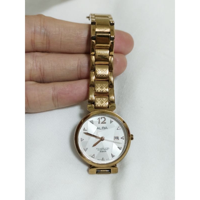 นาฬิกาข้อมือผู้หญิง ยี่ห้อ Alba สีทอง (ของแท้) Alba Ladies Rose Gold Stainless Steel