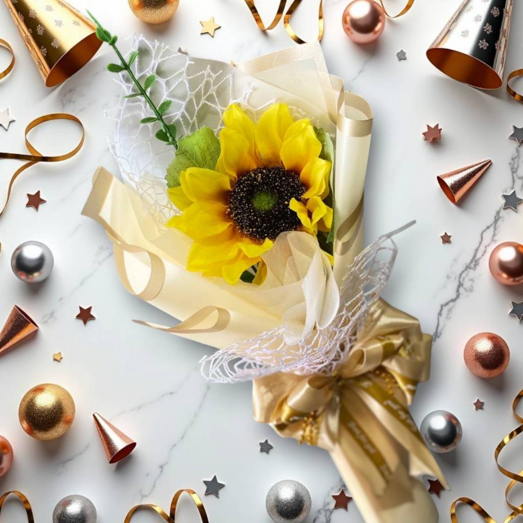 ทานตะวัน 1 ดอก ช่อดอกไม้ ช่อดอกไม้ดอกทานตะวัน ดอกไม้รับปริญญา ปัจฉิม ดอกไม้วันวาเลนไทน์ - รูปที่ 6