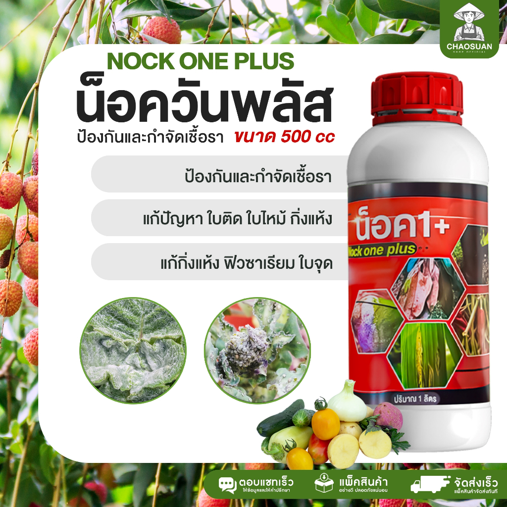 น็อควันพลัส ขนาดทดลอง ป้องกันรักษาเชื้อราพืช ใบติด กิ่งแห้ง ฟิวซาเรียม ใบจุด เหี่ยวเขียว Nock one plus น็อค1+