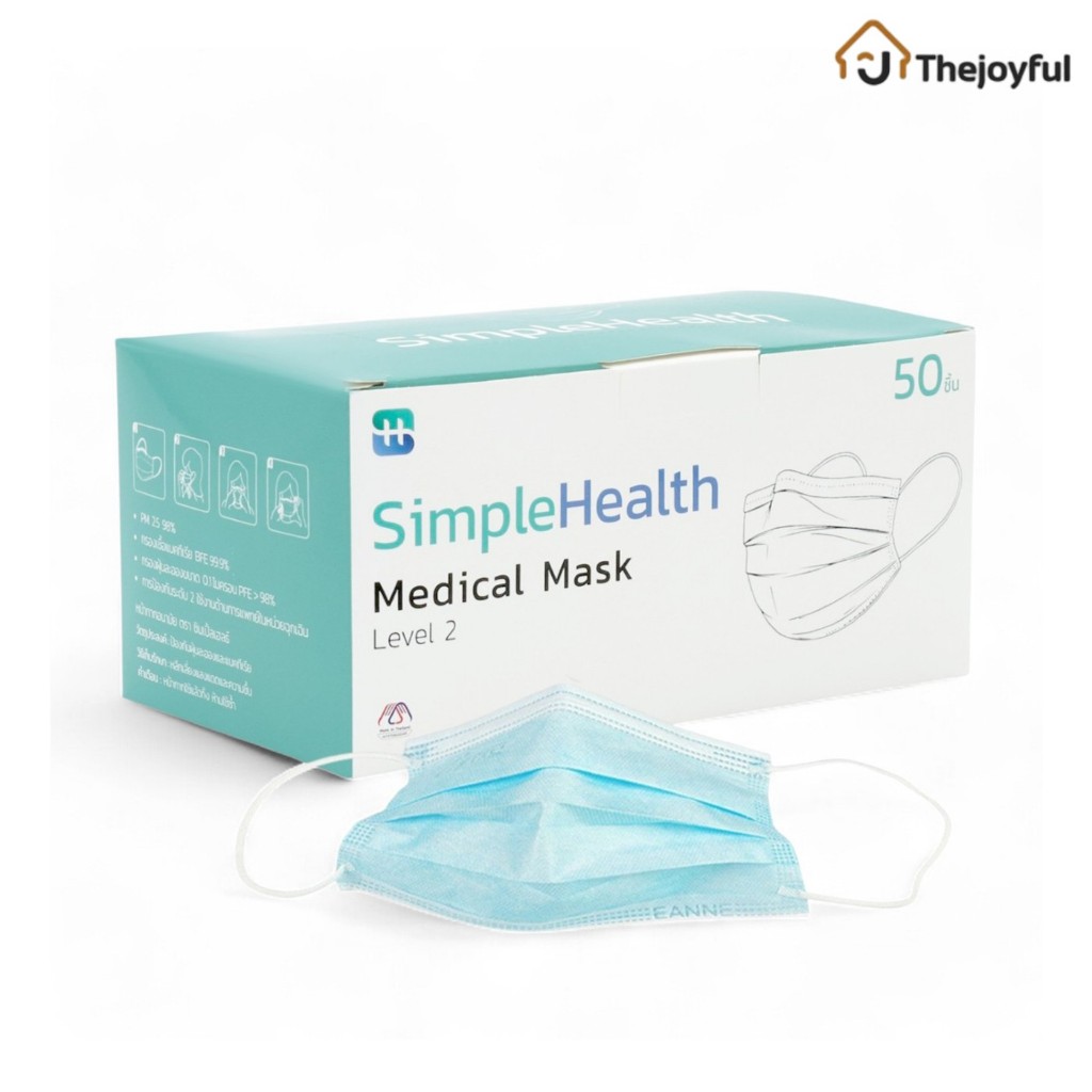 แมสกล่อง หน้ากากอนามัย หน้ากาก3ชั้น medical mask การแพทย์ กรองฝุ่นละอองได้ถึง 99.9% ระบายอากาศได้ดี ไม่อับชื้น Thejoyful