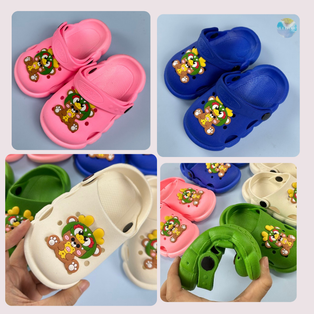 รองเท้าแตะรัดส้นเด็กลายการ์ตูน รองเท้าเด็ก มีกันลื่น