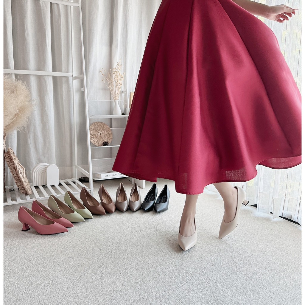 รองเท้าคัทชู ปลายแหลมHigh Heels ส้นสูง2นิ้ว รองเท้าkaimooksissy A68-A2 (ชมพู)