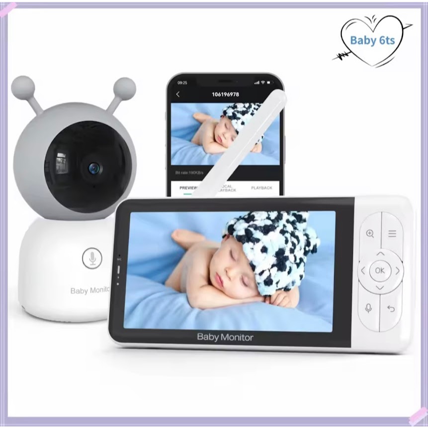 Smart WiFi Baby Monitors 5.0 นิ้ว 1080p HD NightVision Remote Pan Tilt Zoom 2-Way Talk FreeSmart โทร