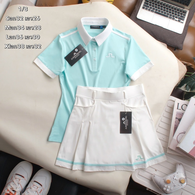 พร้อมส่ง! ชุดตีกอล์ฟผู้หญิง เสือแขนสั้น กระโปรงมีซับในขาสั้น ซื้อครั้งเดียวได้ทั้งชุด (เสื้อ+กระโปรง)