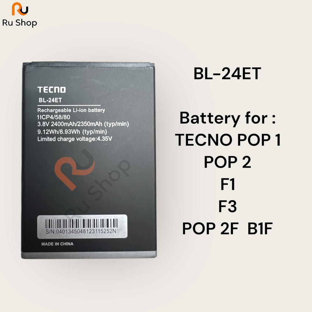 แบตเตอรี่ แท้ TECNO POP 1 POP 2 F1 F3 POP 2F B1F แบต battery BL-24ET 2500mAh รับประกัน 3 เดือน
