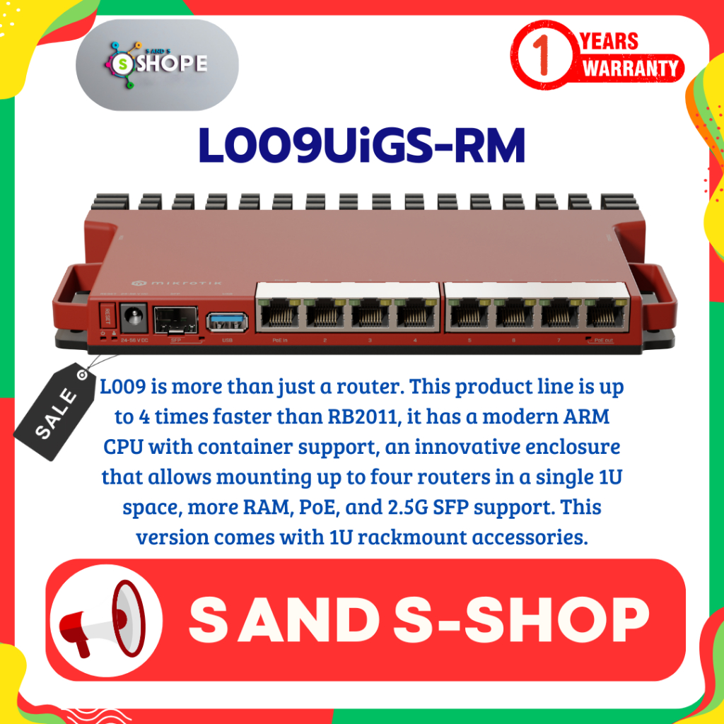 Mikrotik L009UiGS-RM⚡️ส่งไว⚡️รับประกัน 1 ปี⚡️ออกใบกำกับภาษีได้⚡️🔥สั่งซื้อได้เลย🔥