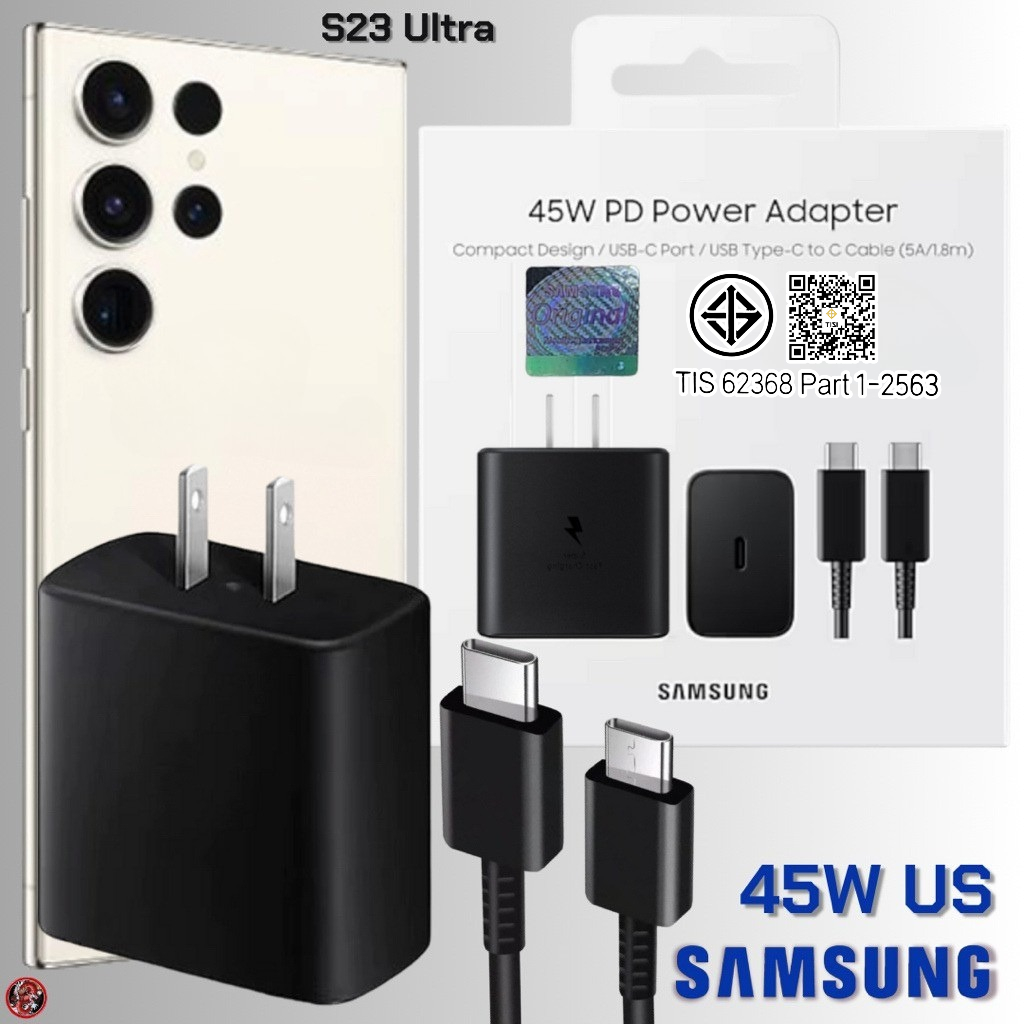 ที่ชาร์จ 45w Type C สำหรับ Samsung USB-C 45W US สำหรับ ซัมซุง S23 Ultra สเปคตรงรุ่น หัวและสาย Type-C การชาร์จด่วนแบบพิเศ