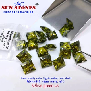 Czเพชรรัสเซียสีๆ พลอยCZ Princess Shape Color CZ, พลอยรูปสี่เหลี่ยม เจียระไนเหลี่ยมเพชร ไซส์ 2X2 ถึง 7X7