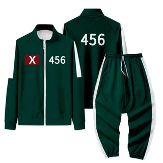 ชุดวอร์ม SQUID GAME ชุดวอร์มแฟชั่น (เสื้อ+กางเกง+ตัวเลข+ป้ายX O) พร้อมส่ง
