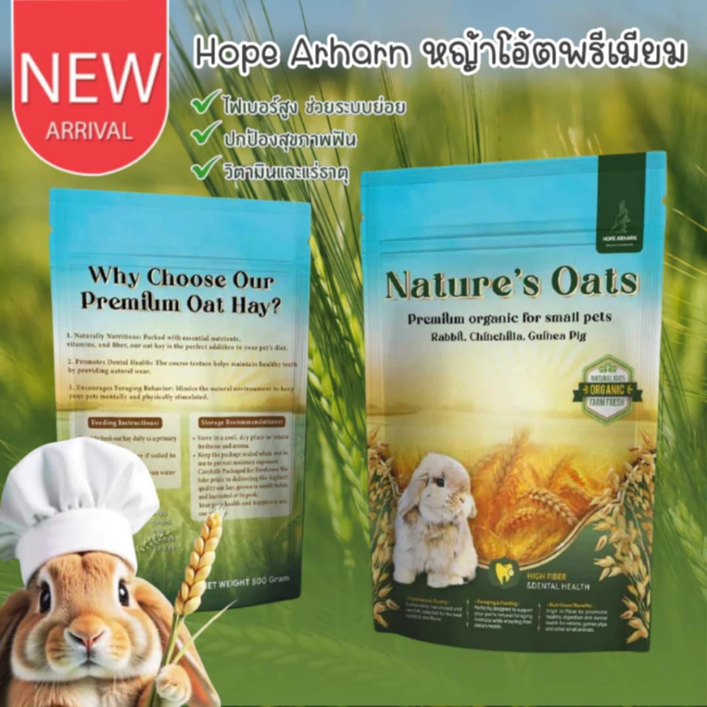CatHoliday โฮ๊ป อาฮาล หญ้าโอ้ตเกรดพรีเมี่ยม Hope Arharn Nature's Oat ขนาด 500 กรัม