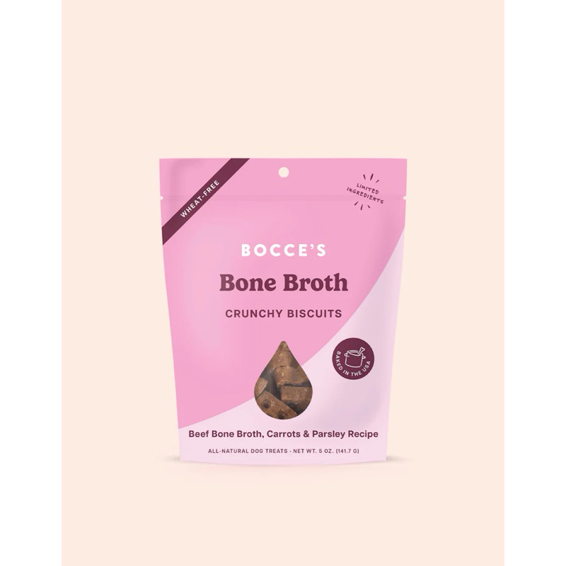 ขนมสุนัข Bocce’s Bone Broth Crunchy Biscuits สูตร Beef Bone Broth, Carrots & Parsley Recipe ขนาด 170
