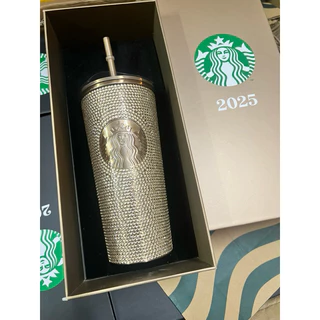 พร้อมส่ง✔️ส่งทุกวันเร็วมาก แก้วเพชรพรีเมียมเก็บความเย็นสตาบัคพร้อมถุง งานปั้มทุกจุด ของขวัญไหว้ผู้ใหญ่