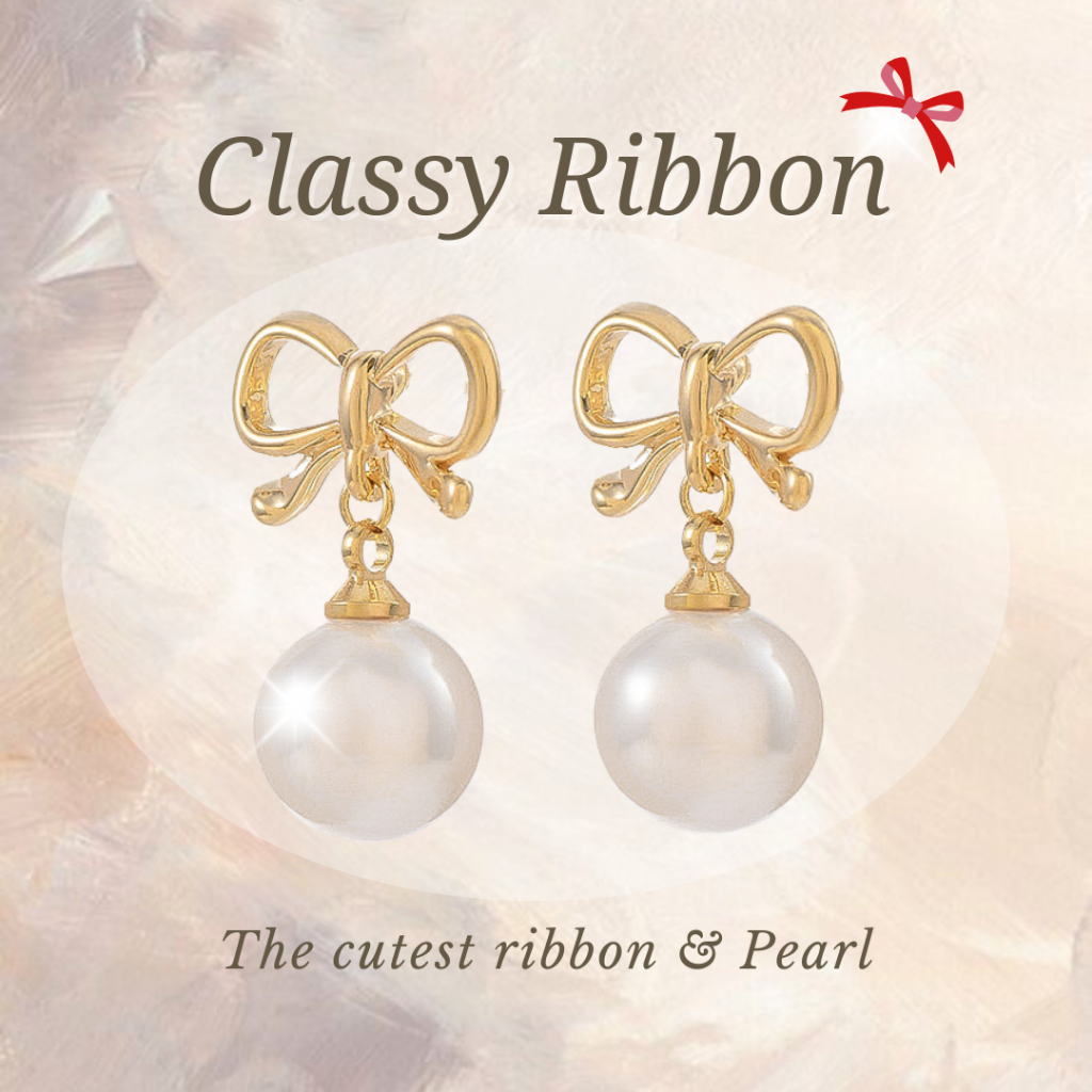 ✨Best Seller🎀 Classy Ribbon ต่างหูโบว์ ลูกคุณหนู ต่างหูสไตล์เกาหลี nood.bkk