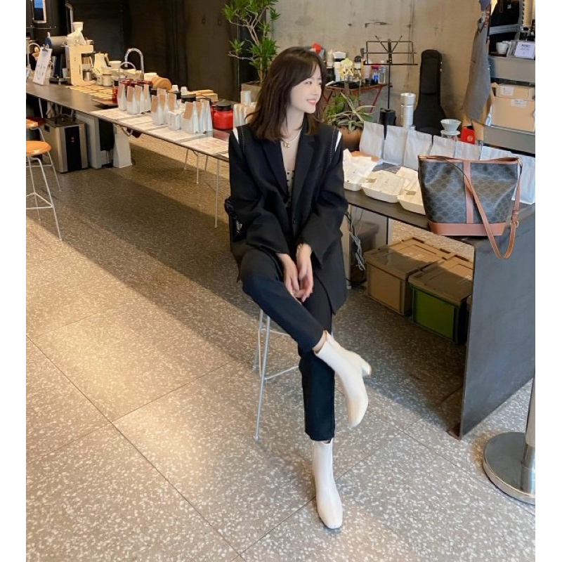 Chole G : Heka Soft Fur Short Boots รองเท้าบูทหนังส้นสูง หนังpremium บุขนหนา  กันหนาว 0องศา ส้นสูง5cm (SH0186)