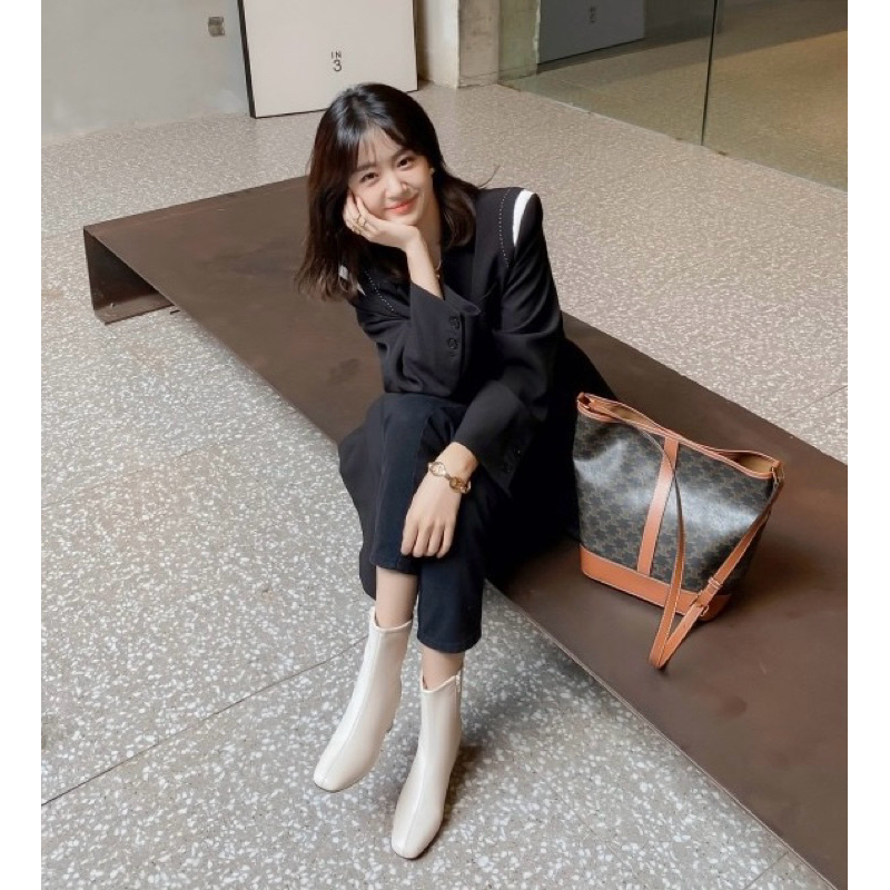 Chole G : Heka Soft Fur Short Boots รองเท้าบูทหนังส้นสูง หนังpremium บุขนหนา  กันหนาว 0องศา ส้นสูง5cm (SH0186)