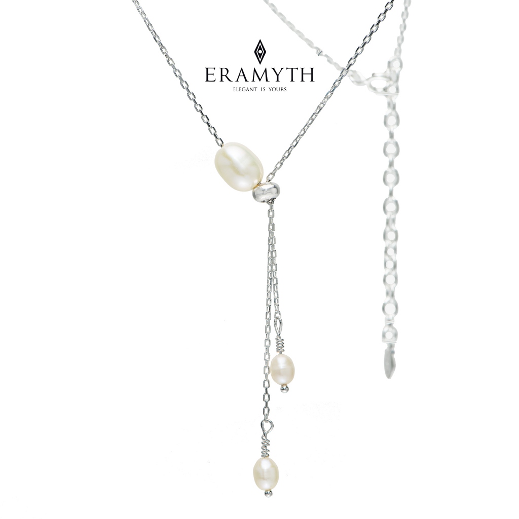 Eramyth Jewelry : สร้อยคอ มุกแท้ น้ำจืด ตัวเรือนเงินแท้ 925 เส้นเล็กๆ SLN-0087-S31 (สินค้าพร้อมส่ง)