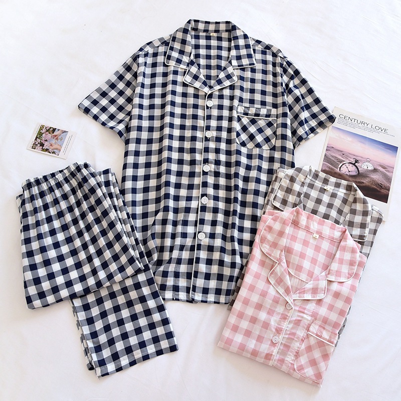 (พร้อมส่ง)👌ชุดนอน🤞(ผ้าเยื่อไผ่)ลายสก๊อตผู้ชาย-ผู้หญิง แขนยาว - ขายาว แขนสั้น-ขายาว