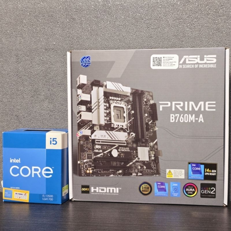 CPU INTEL CORE I5 13500 (Intel UHD Graphics 770) + ASUS PRIME B760M -A (DDR5) (LGA 1700) มือ2 (ครบกล
