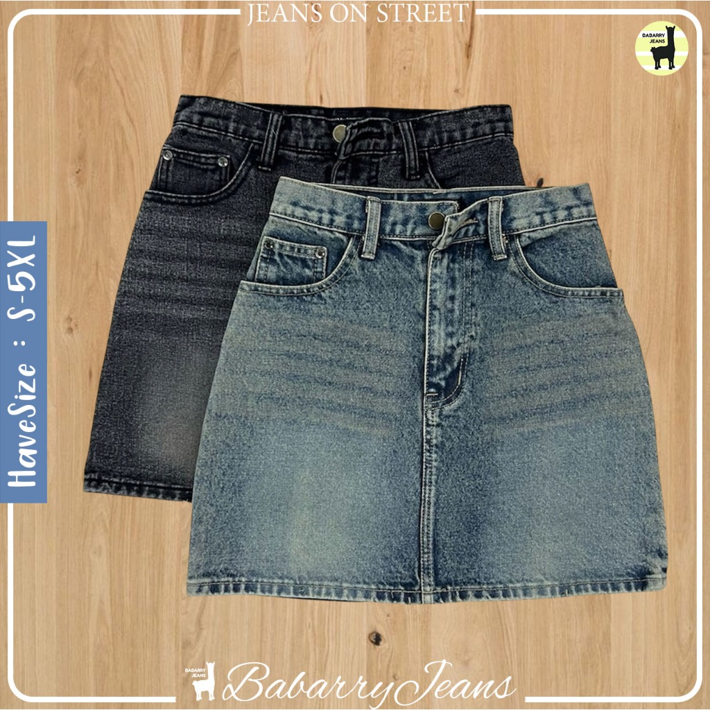 BabarryStyle  - Mini Skirts Fade กระโปรงยีนส์ มินิ เอวสูง สีเฟด สวยมีสไตล์ (P-1)