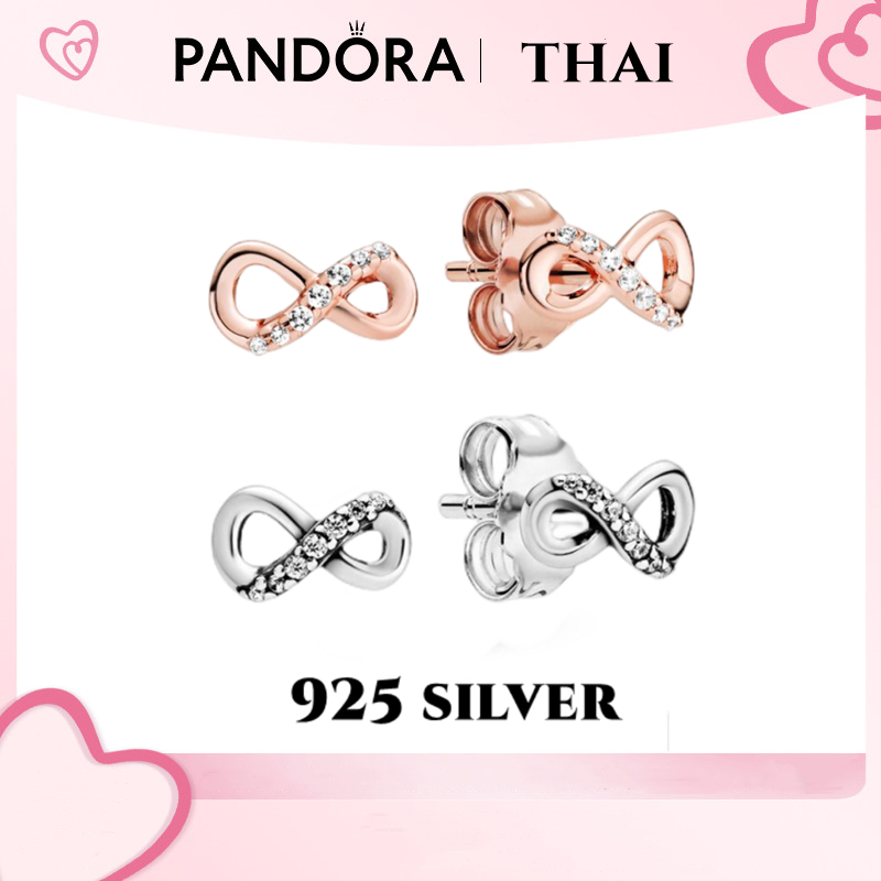 [ส่งจากกรุงเทพ]Pandora เงิน925 ต่างหู ต่างหูหนีบ Shiny Eternity Stud Earrings