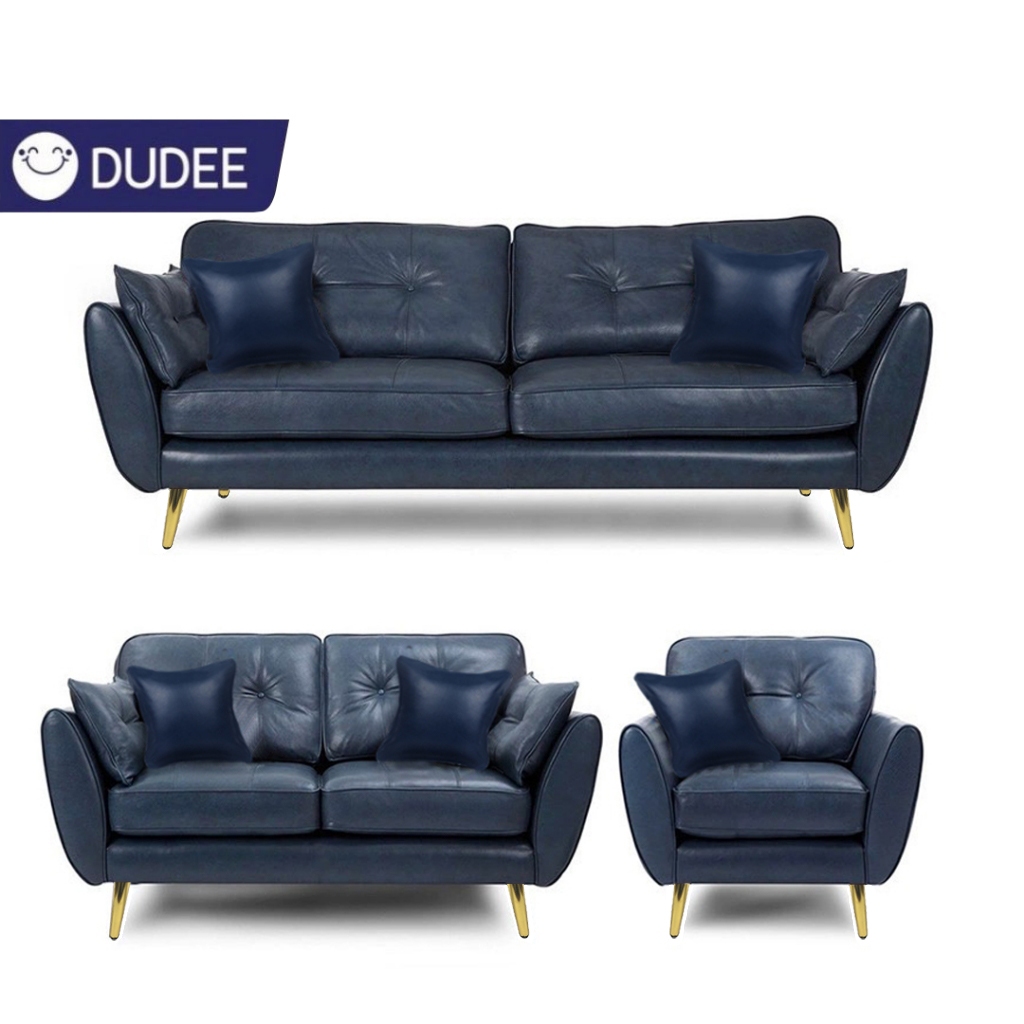 DUDEE โซฟา รุ่น SF30 หนังPU โซฟาห้องนั่งเล่น นุ่มสบาย ขาเหล็กสีทอง คลาสสิค