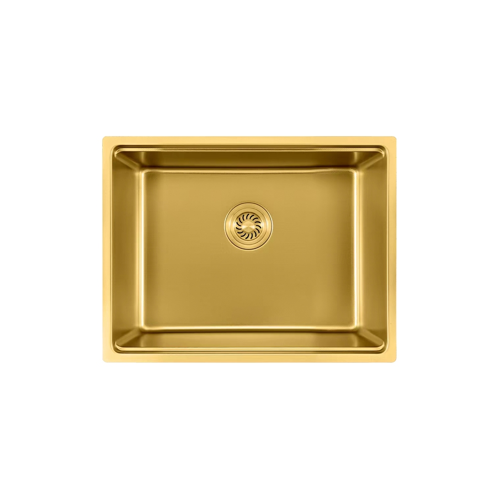 อ่างล้างจานสแตนเลสนาโนแบบฝัง 1 หลุม AXIA ซีรีส์ NEST รุ่น NEST 6448 สี GOLDEN PVD ขนาด 64 ซม.