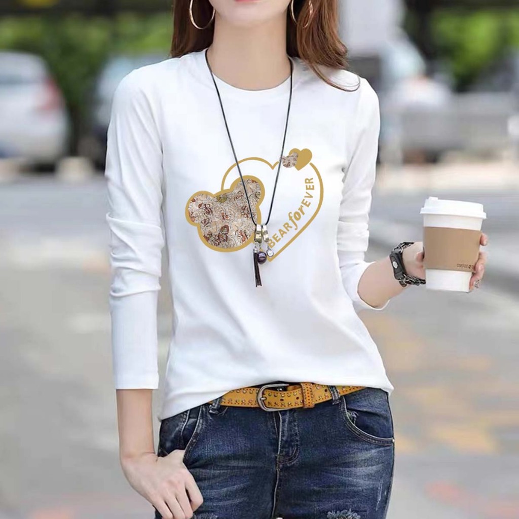 TL-720 เสื้อยืดแขนยาวผ้านิ่มเด้ง ผ้านุ่มมากมีให้เลือก2สี ขาว/ดำ