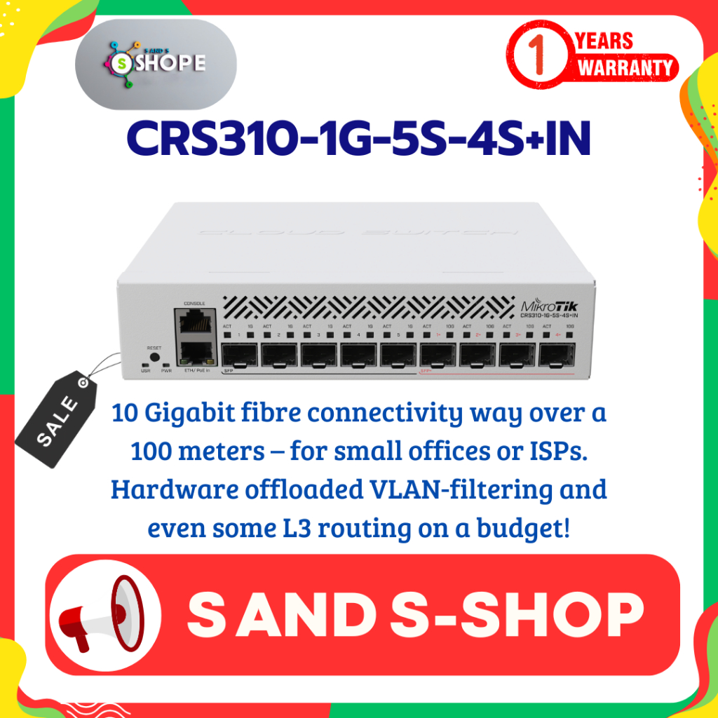 Mikrotik CRS310-1G-5S-4S+IN⚡️ส่งไว⚡️รับประกัน 1 ปี⚡️ออกใบกำกับภาษีได้⚡️🔥สั่งซื้อได้เลย🔥