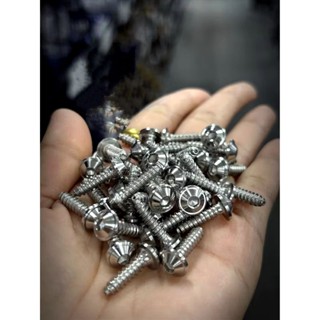 น๊อตชุดสี Giorno (ลายเกลี้ยงปีก)เลสแท้ (ชุด 14 ตัว)