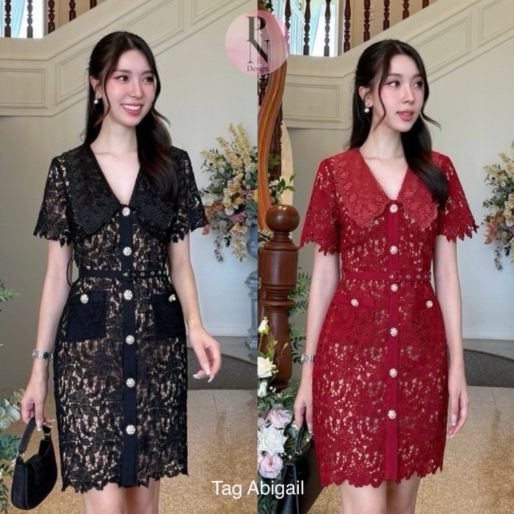 ABIGAIL BRAND ABG178 ชุดเดรสสั้นผ้าลูกไม้