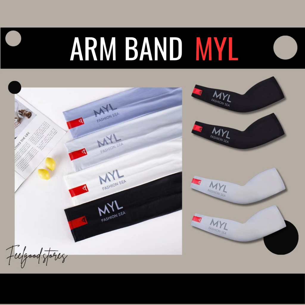 ปลอกแขนกันแดด รุ่นใหม่ เท่ มากับลาย MYL ผ้าลื่น ผ้าเย็น สวมใสสบาย  มี 4 สี สินค้าพร้อมส่ง จากไทย
