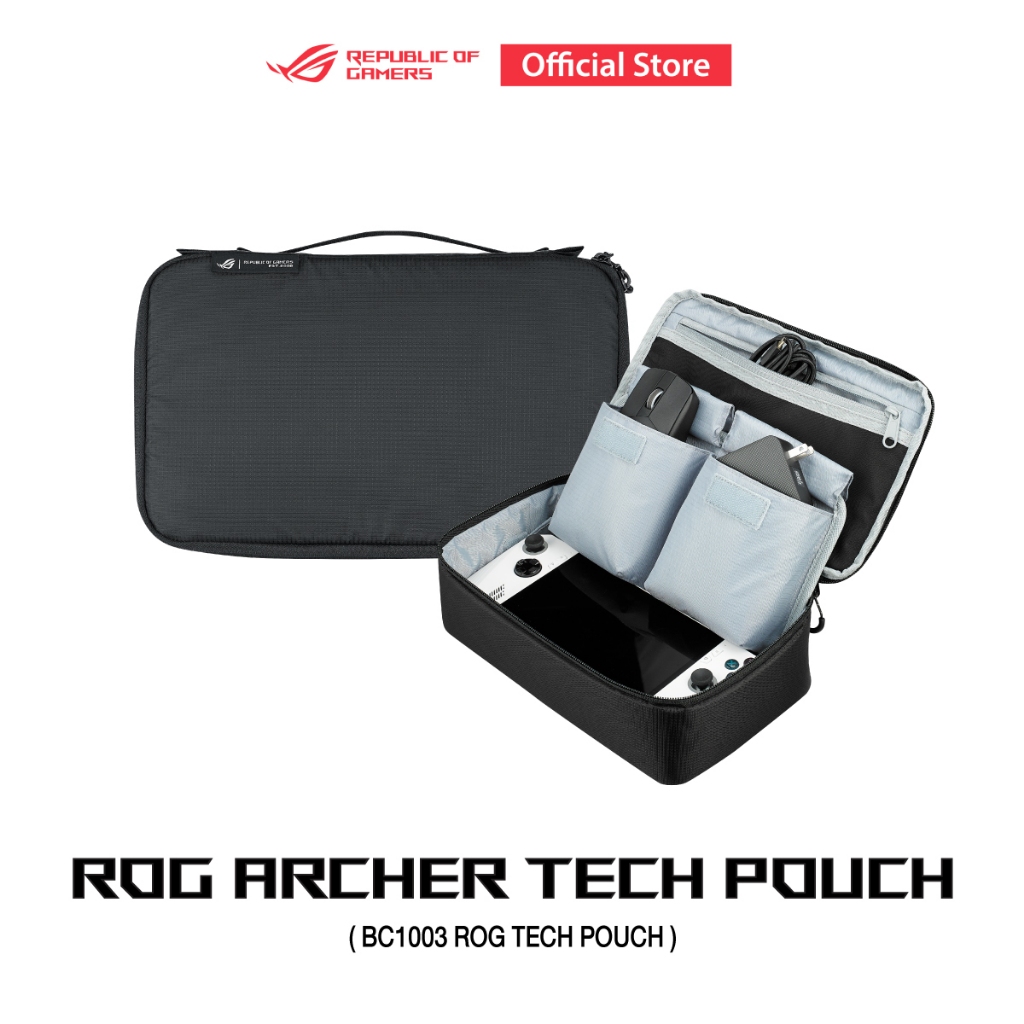 ASUS ROG Archer Tech Pouch (BC1003) กระเป๋าใส่อุปกรณ์ Gadget, เครื่องเล่นเกม PC แบบพกพา, ทนทานกันน้ำ