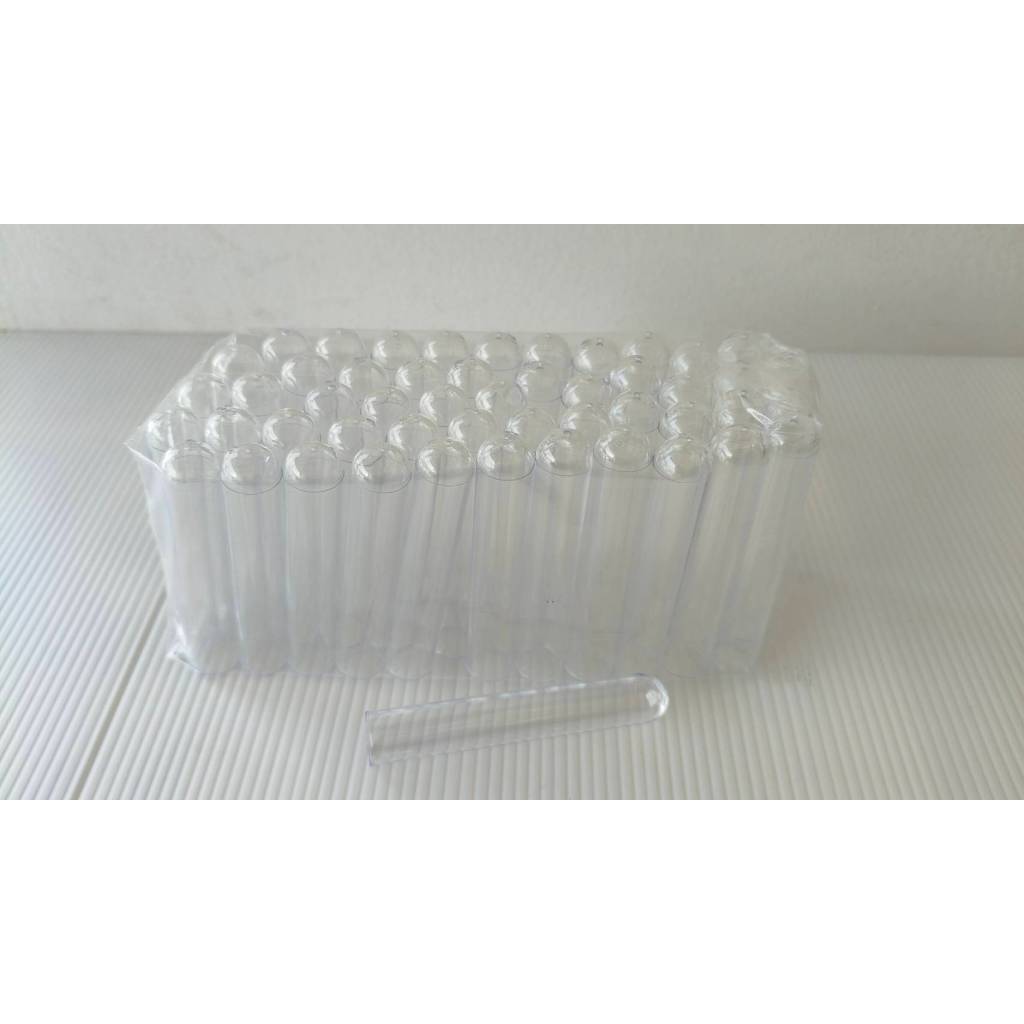 หลอดทดหลอด พลาสติกใส , Test Tube12/75 มม. 13x75 มม. 50หลอด และจุกปิดทิวป์ 50อัน